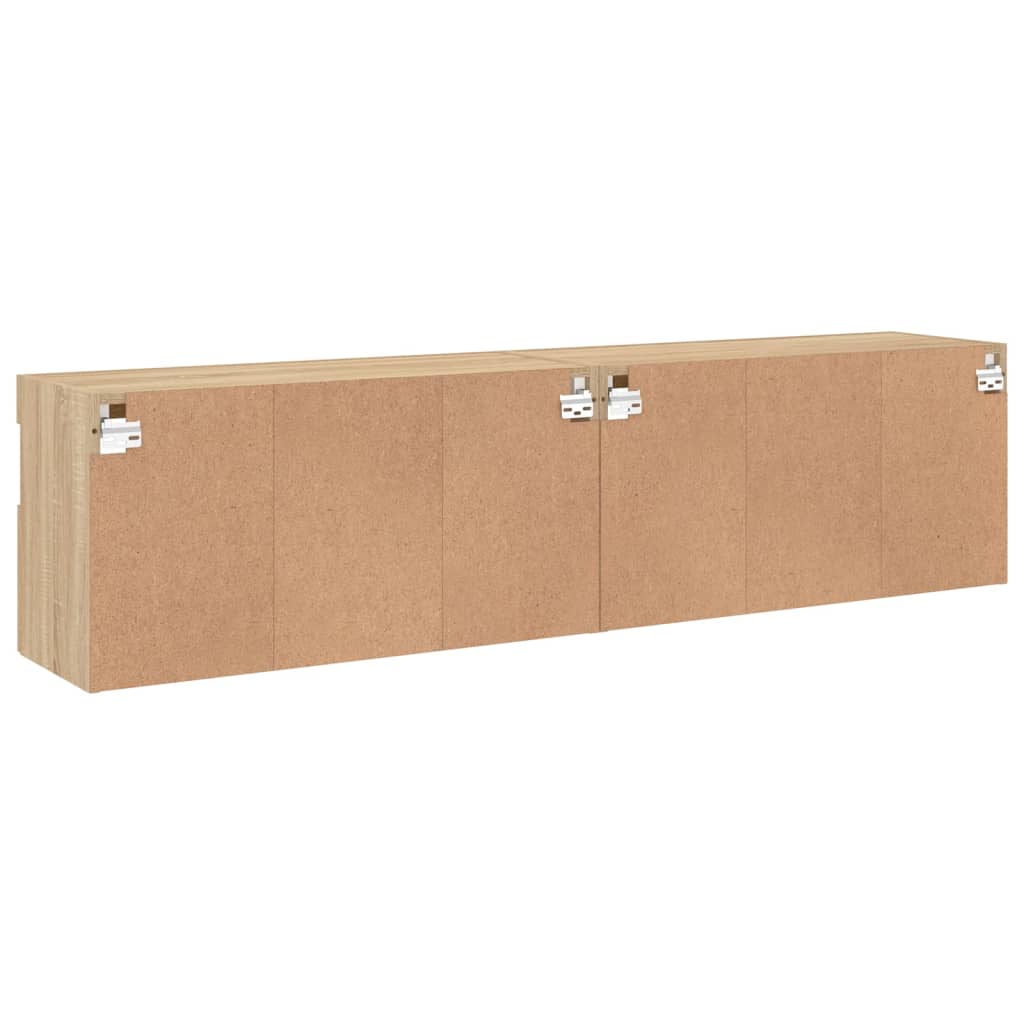 Mobili TV a Parete con Luci LED 2pz Rovere Sonoma 80x30x40 cm | homemem39