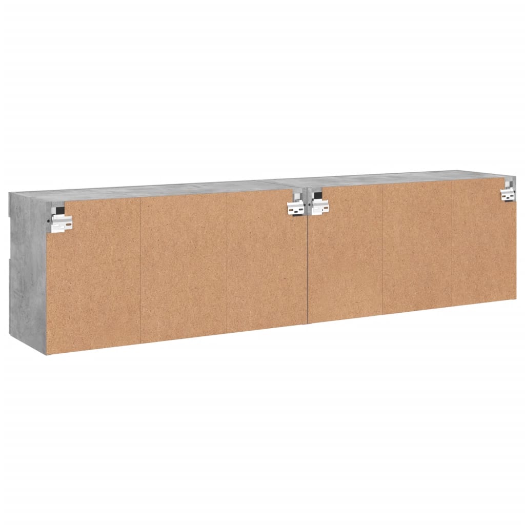 Mobili TV a Parete con Luci LED 2pz Grigio Cemento 80x30x40cm | homemem39