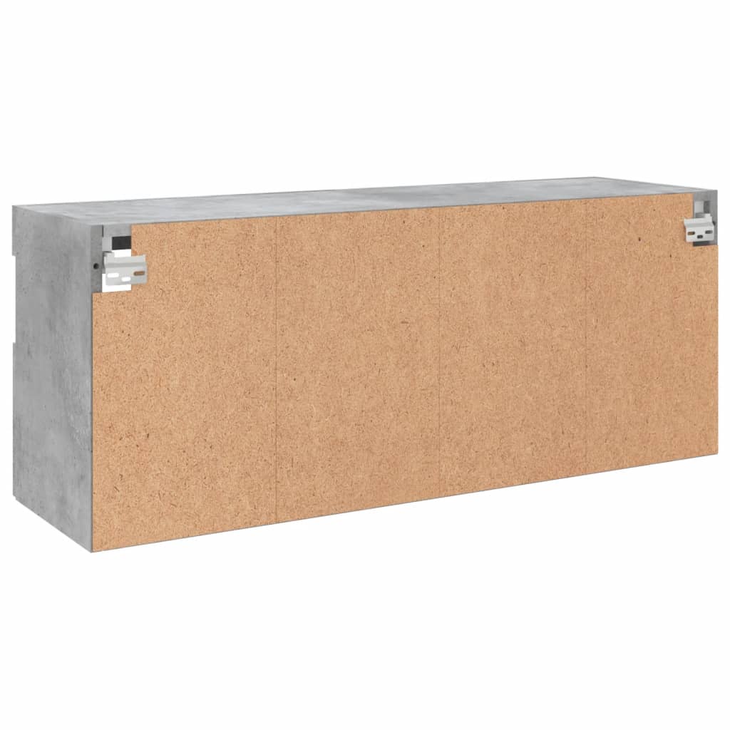 Mobile TV a Parete con Luci LED Grigio Cemento 100x30x40 cm | homemem39