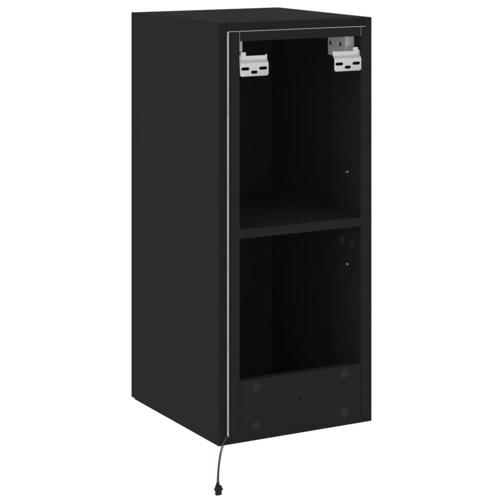 Mobile TV a Parete con Luci LED Nero 30,5x35x70 cm | homemem39