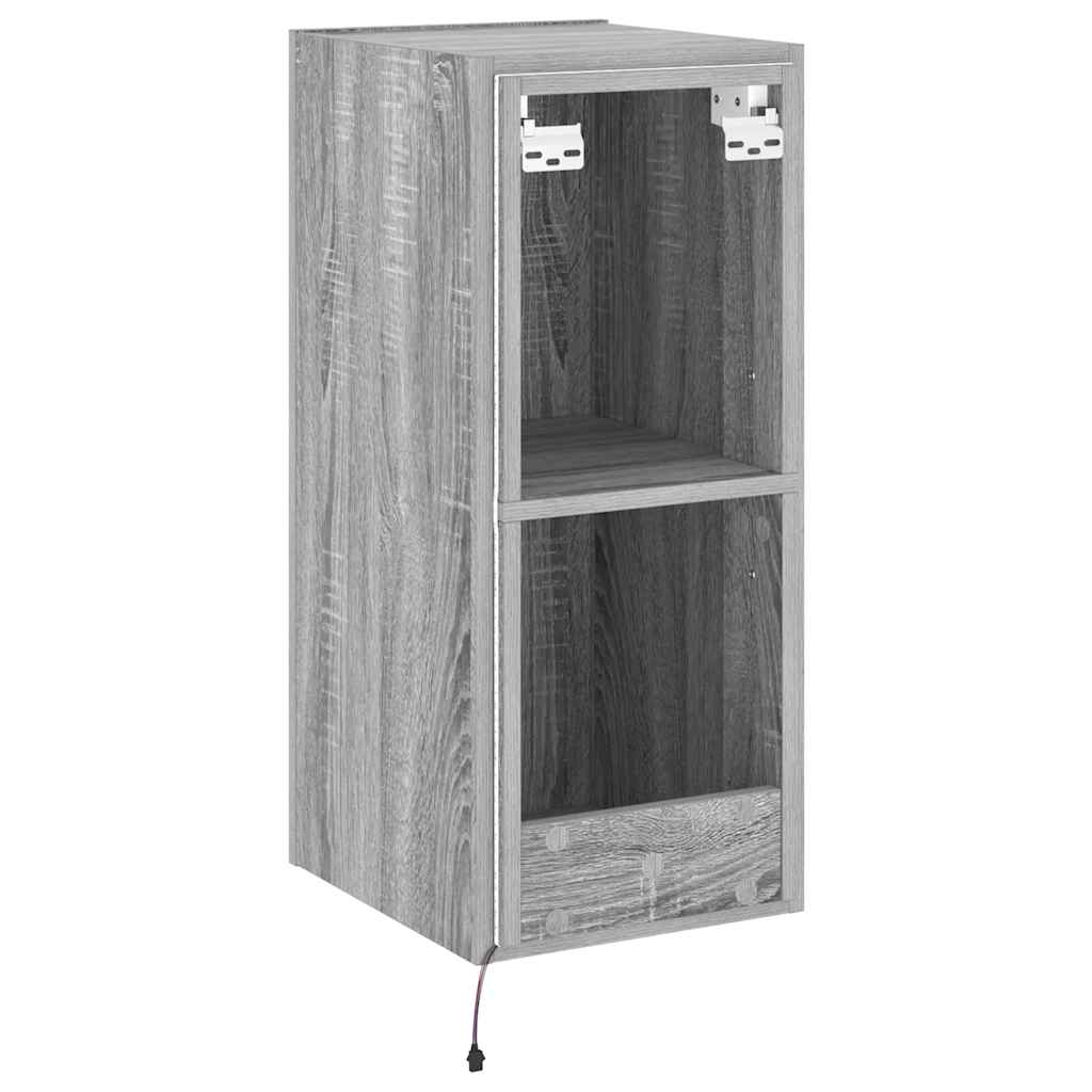 Mobile TV a Parete con Luci LED Grigio Sonoma 30,5x35x70 cm | homemem39