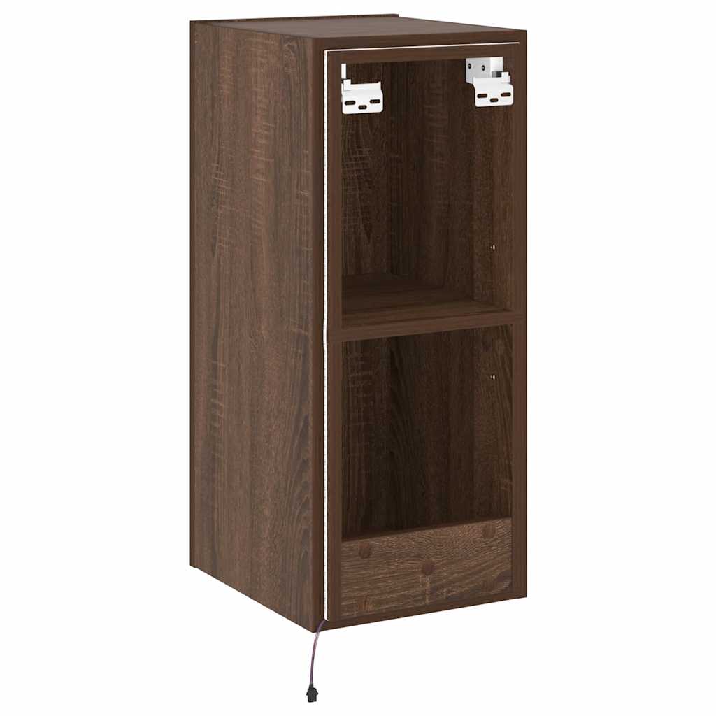 Mobile TV a Parete con Luci LED Rovere Marrone 30,5x35x70 cm | homemem39