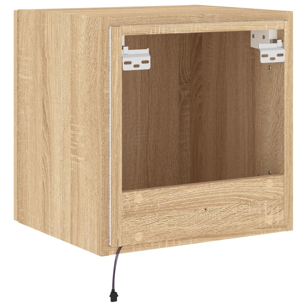 Mobili TV a Parete con Luci LED 2pz Rovere Sonoma 40,5x35x40 cm | homemem39