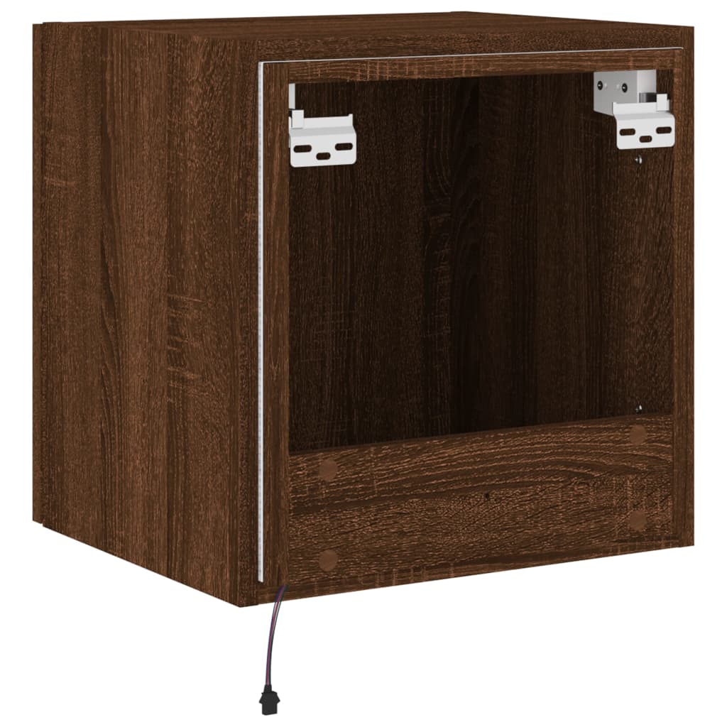 Mobile TV a Parete con Luci LED Rovere Marrone 40,5x35x40 cm | homemem39
