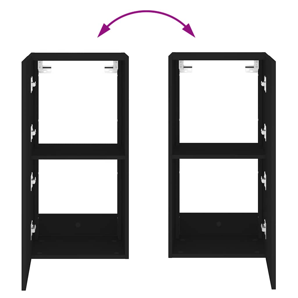 Mobile TV a Parete con Luci LED Nero 40,5x35x80 cm | homemem39