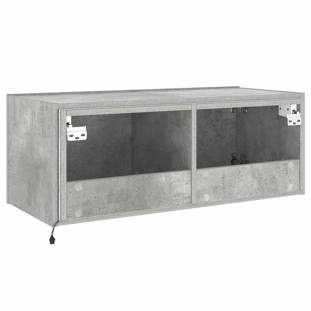 Mobile TV a Parete con Luci LED Grigio Cemento 80x35x31 cm | homemem39