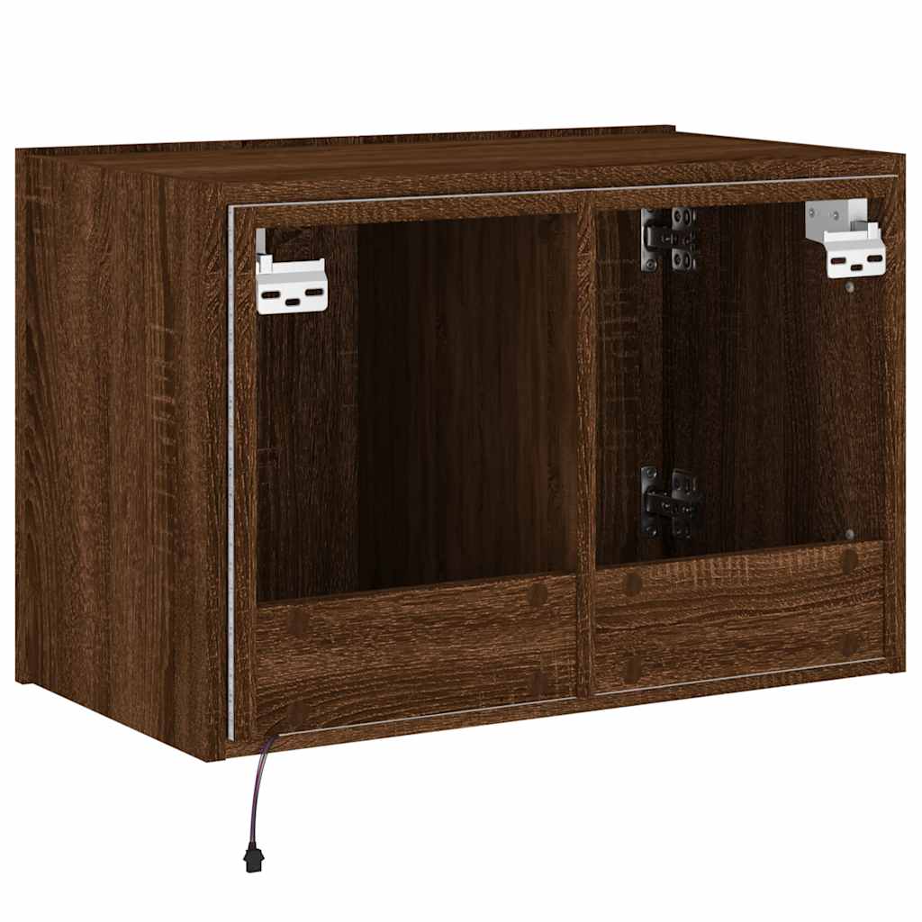 Mobile TV a Parete con Luci LED Rovere Marrone 60x35x41 cm | homemem39