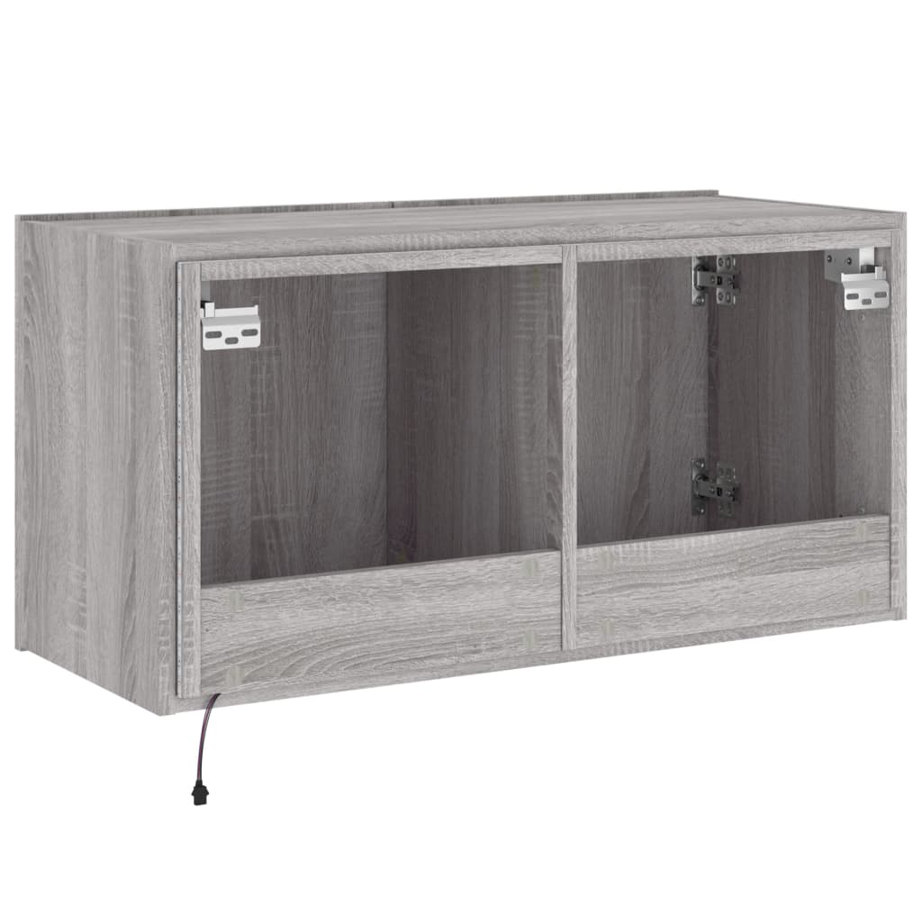 Mobile TV a Parete con Luci LED Grigio Sonoma 80x35x41 cm | homemem39