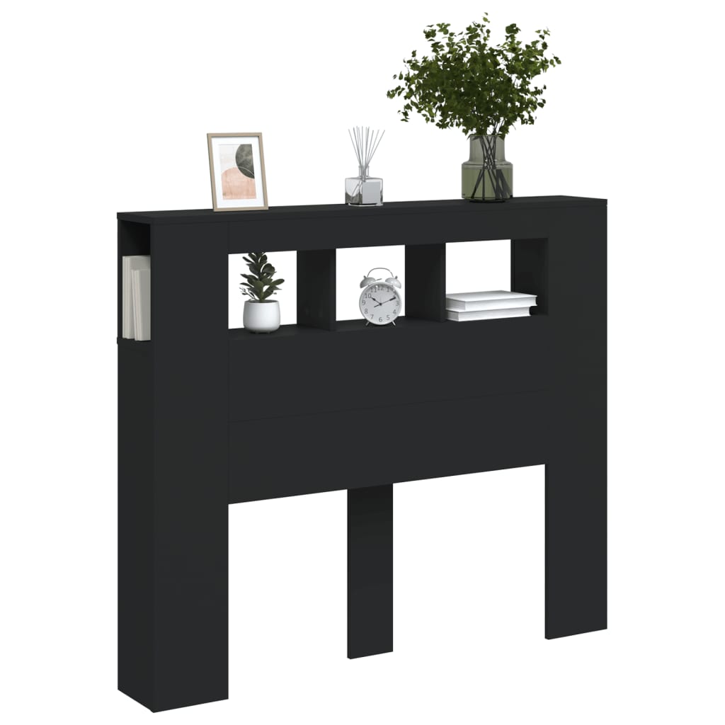 Testiera LED Nera 120x18,5x103,5 cm Legno Multistrato - homemem39