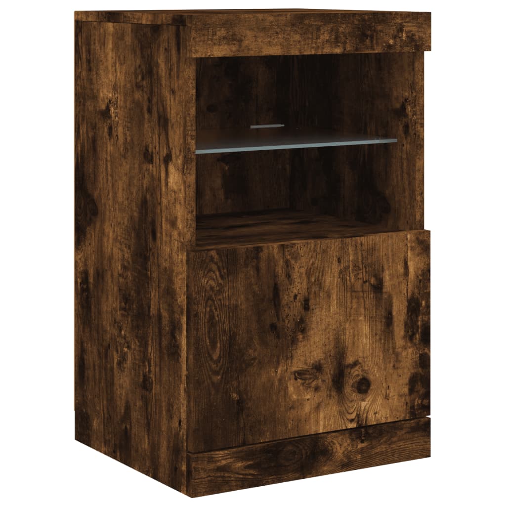 Credenza con Luci LED Rovere Fumo 164x37x67 cm