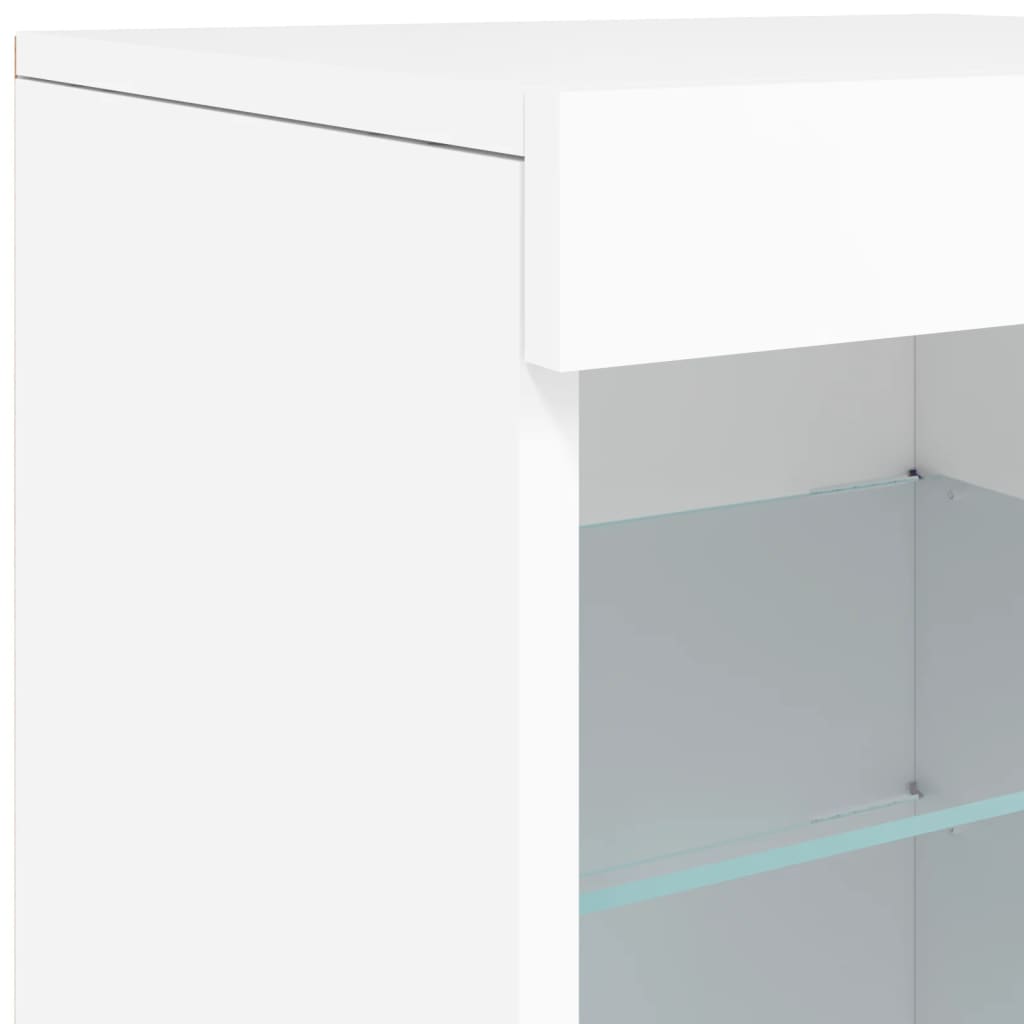 Credenza con Luci LED Bianca 123x37x67 cm - homemem39