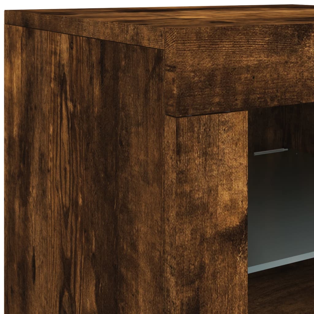 Credenza con Luci LED Rovere Fumo 123x37x67 cm