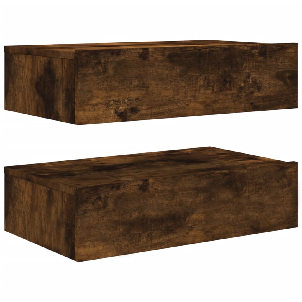 Mobili Porta TV con Luci LED 2 pz Rovere Fumo 60x35x15,5 cm | homemem39