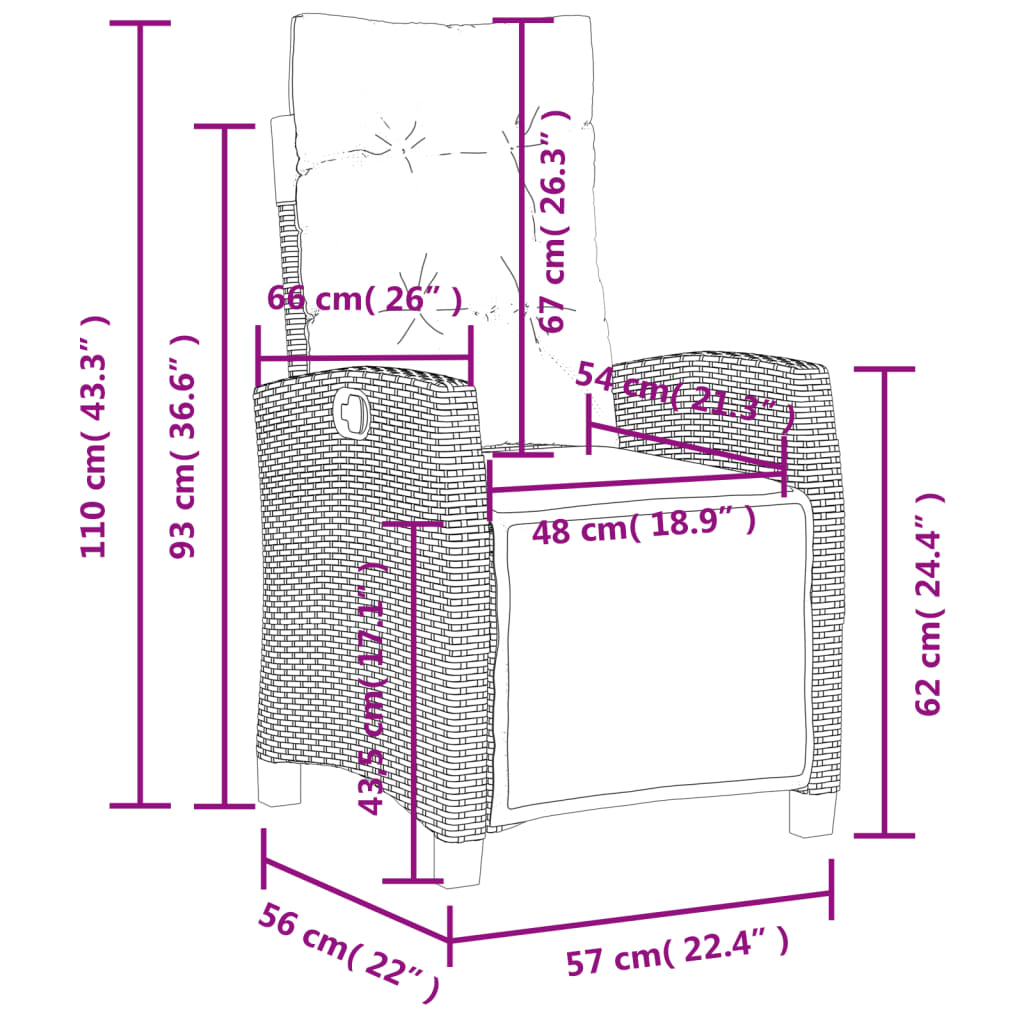 Sedie da Giardino Reclinabili 2 pz con Poggiapiedi Polyrattan | homemem39