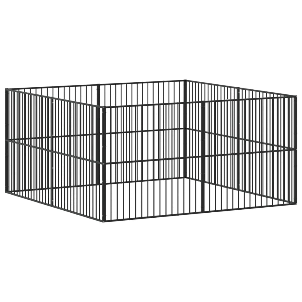 Box per Cani 8 Pannelli Nero Acciaio Zincato - homemem39