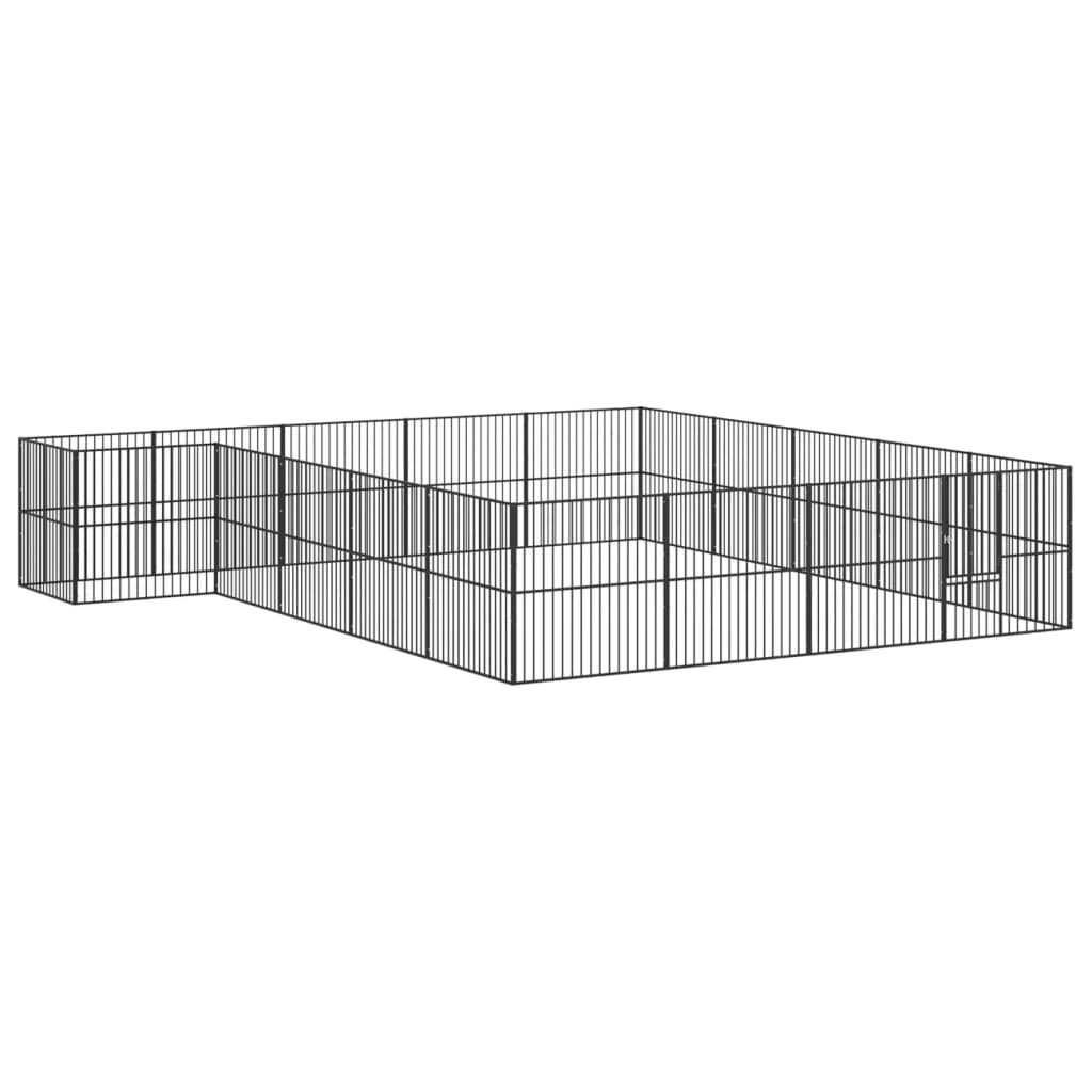 Box per Cani 20 Pannelli Nero Acciaio Zincato - homemem39