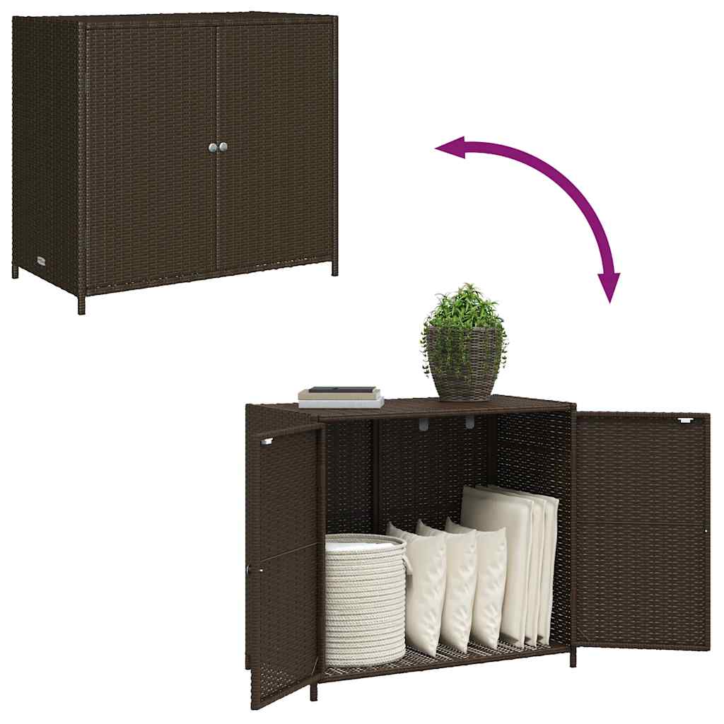 Armadietto Portaoggetti Giardino Marrone 83x45x76 cm Polyrattan