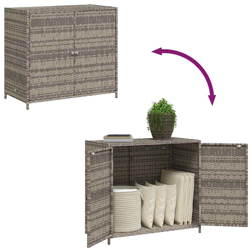Armadietto Portaoggetti Giardino Grigio 83x45x76 cm Polyrattan