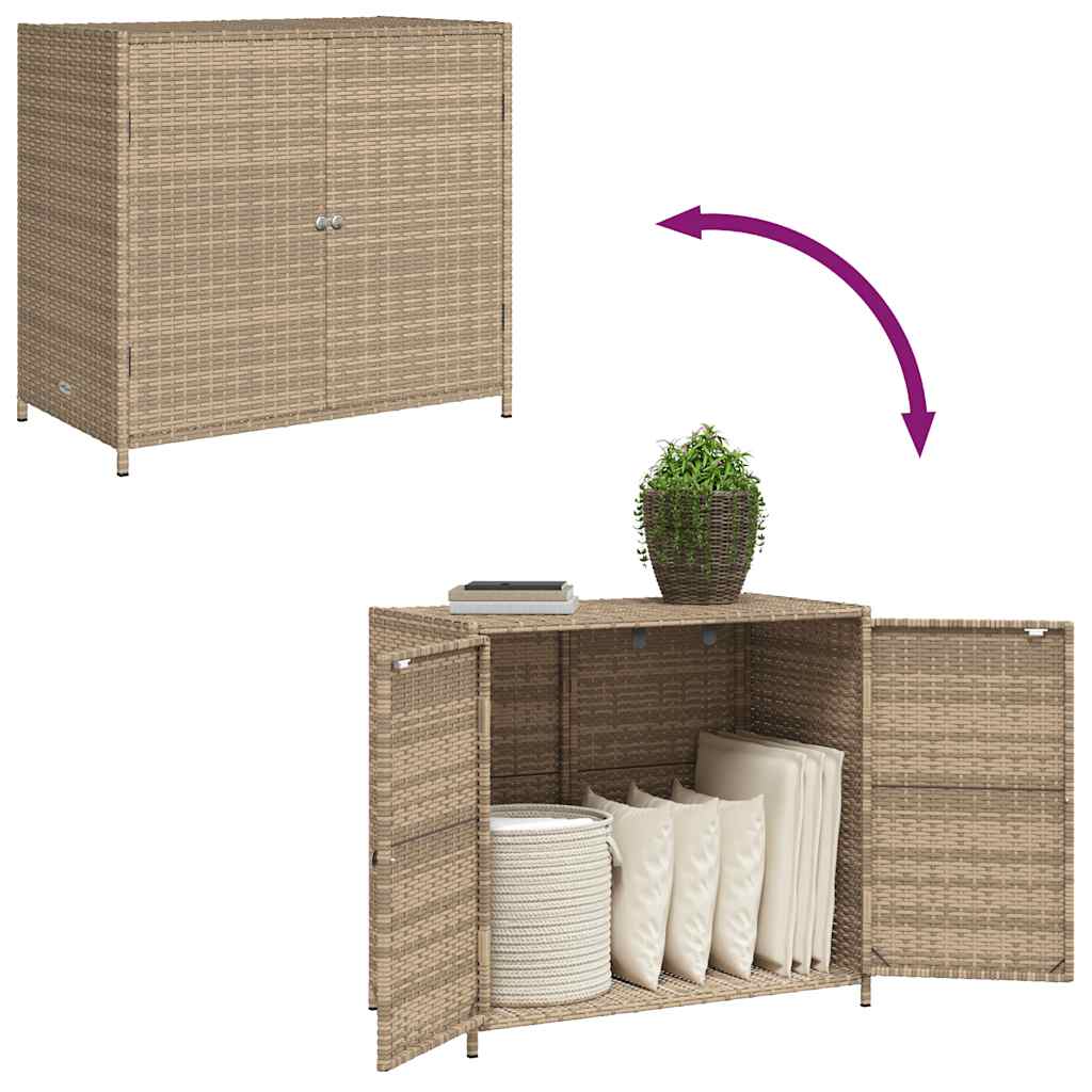 Armadietto Portaoggetti Giardino Beige 83x45x76 cm Polyrattan