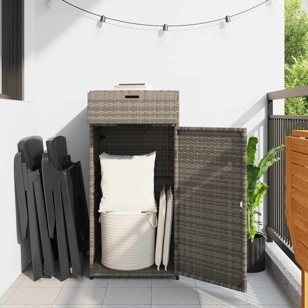Armadietto Portaoggetti Giardino Grigio 55x55x111cm Polyrattan - homemem39