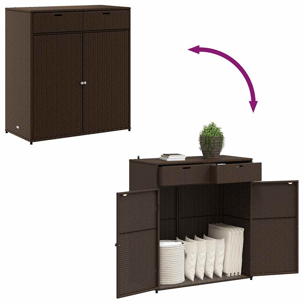 Armadietto Portaoggetti Giardino Marrone 105x55x113 Polyrattan - homemem39