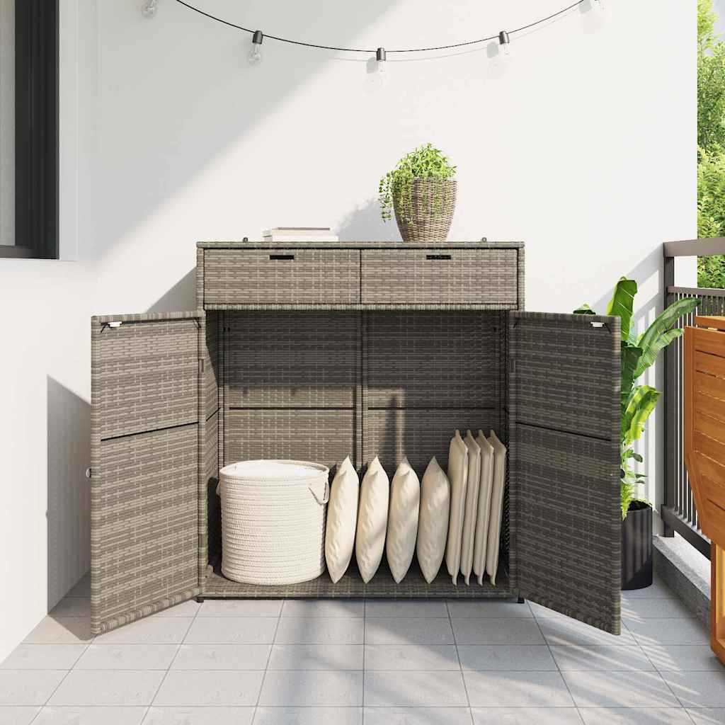 Armadietto Portaoggetti Giardino Grigio 105x55x113cm Polyrattan - homemem39