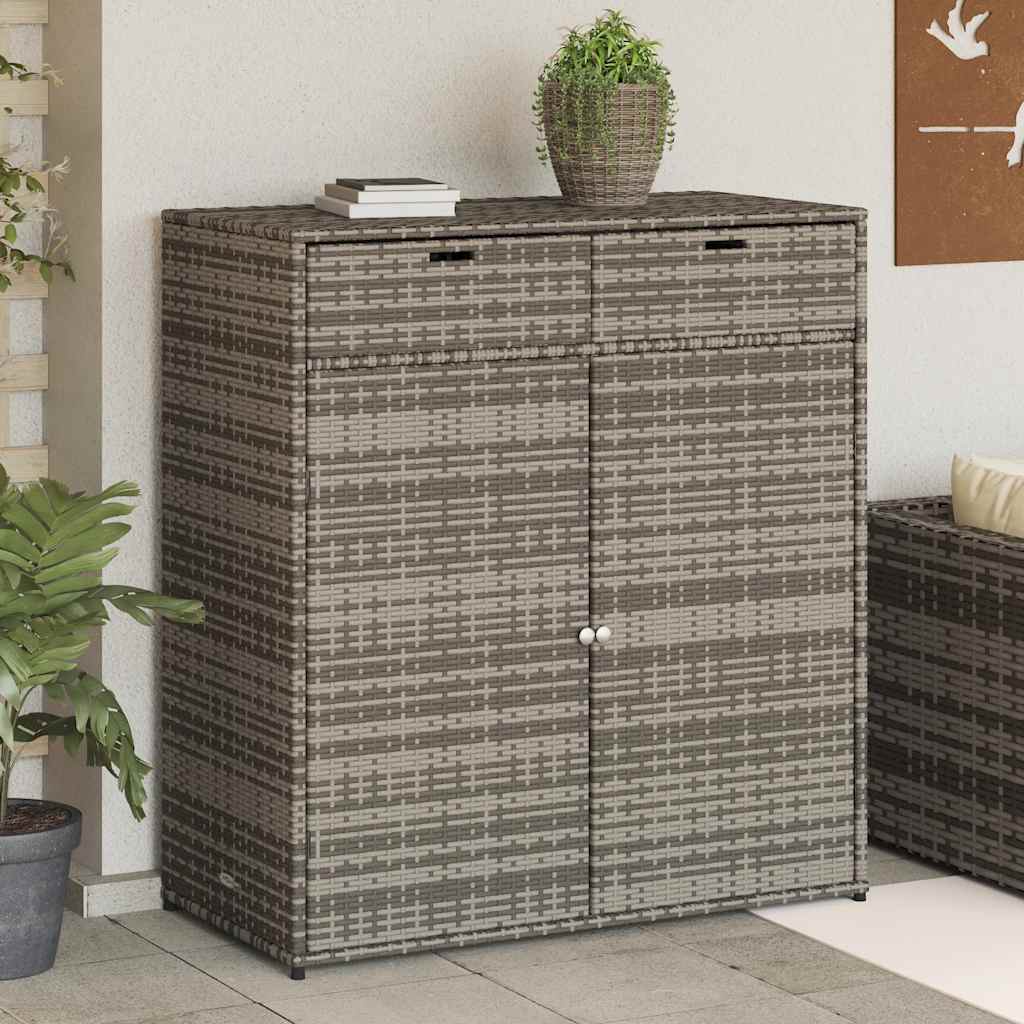 Armadietto Portaoggetti Giardino Grigio 105x55x113cm Polyrattan - homemem39