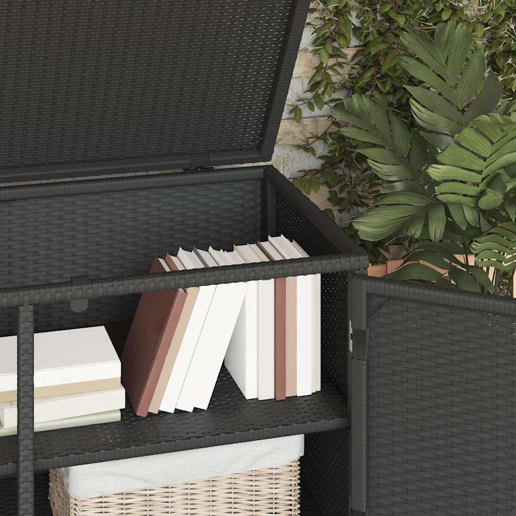 Armadietto Portaoggetti Giardino Nero 110x55x60,5cm Polyrattan - homemem39