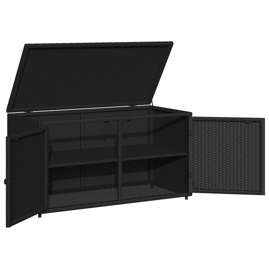 Armadietto Portaoggetti Giardino Nero 110x55x60,5cm Polyrattan - homemem39