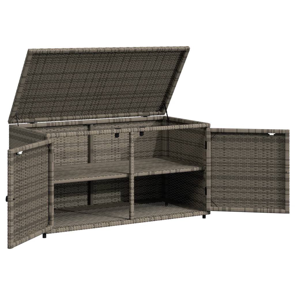 Armadietto Portaoggetti Giardino Grigio 110x55x60,5 Polyrattan - homemem39