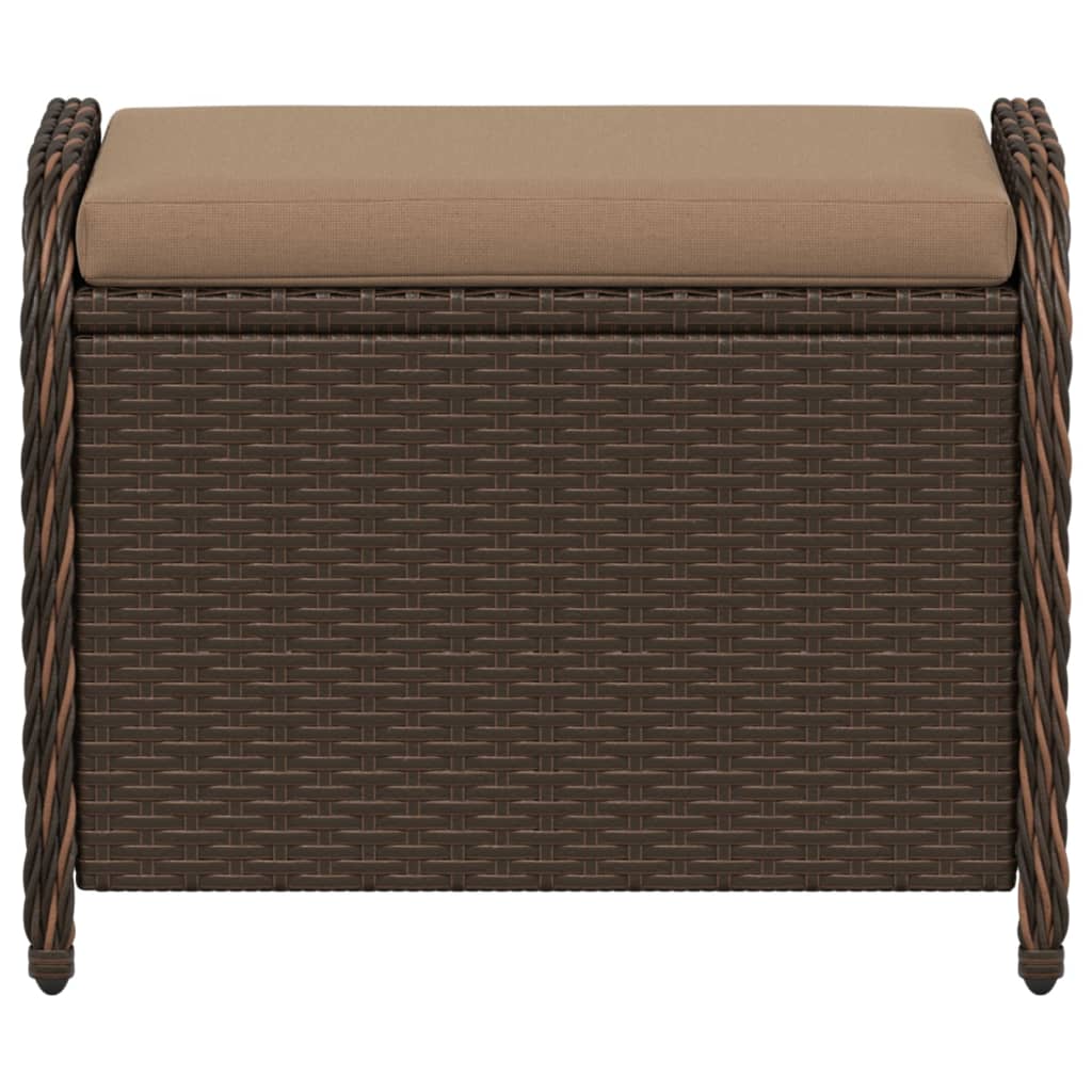 Sgabello Giardino con Cuscino Marrone 58x46x46 cm in Polyrattan - homemem39