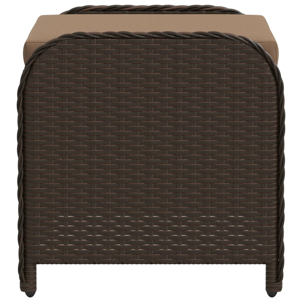 Sgabello Giardino con Cuscino Marrone 58x46x46 cm in Polyrattan - homemem39