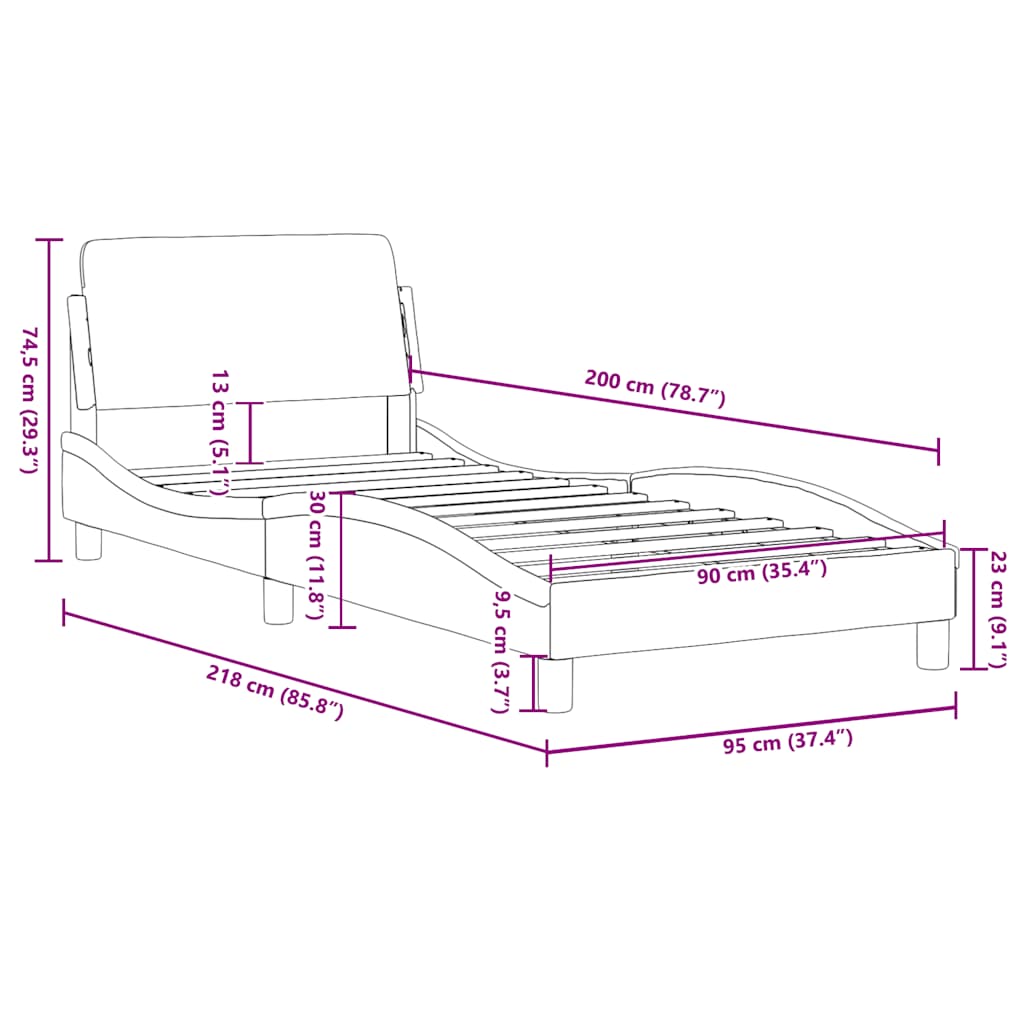 Giroletto con Testiera Dover Nero 90x200 cm Tessuto | homemem39
