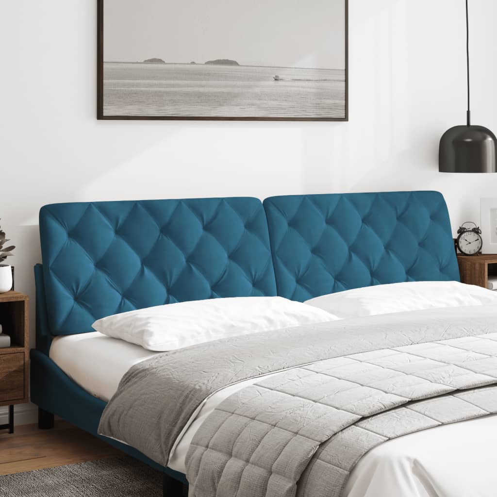 Cuscino Testiera Blu 200 cm in Velluto