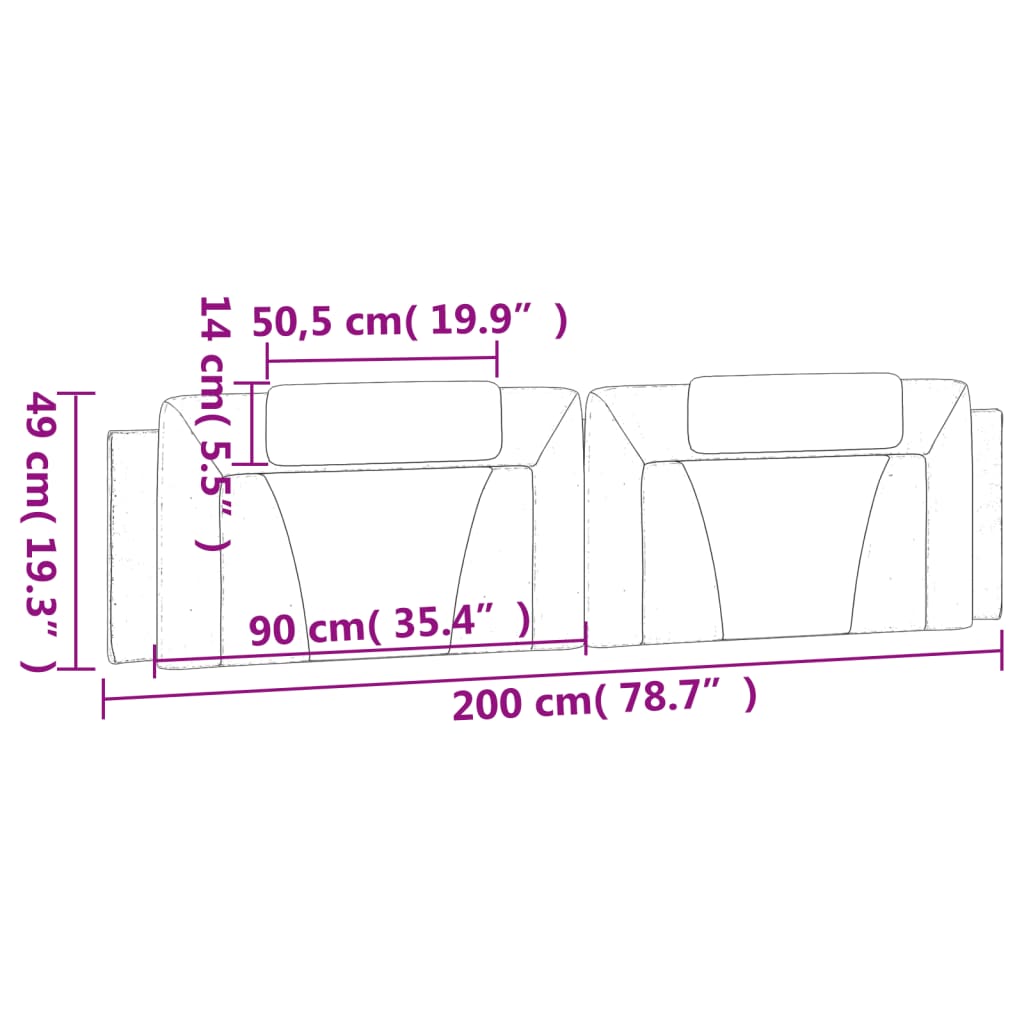 Cuscino Testiera Viana Nero e Bianco 200 cm in Similpelle | homemem39