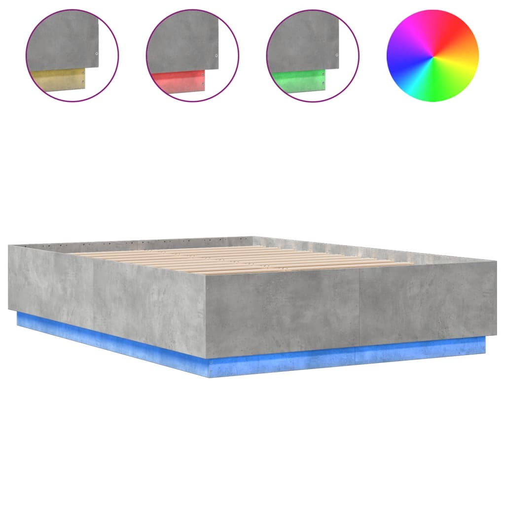 Giroletto Luci LED Grigio Cemento 160x200 cm Legno Multistrato - homemem39