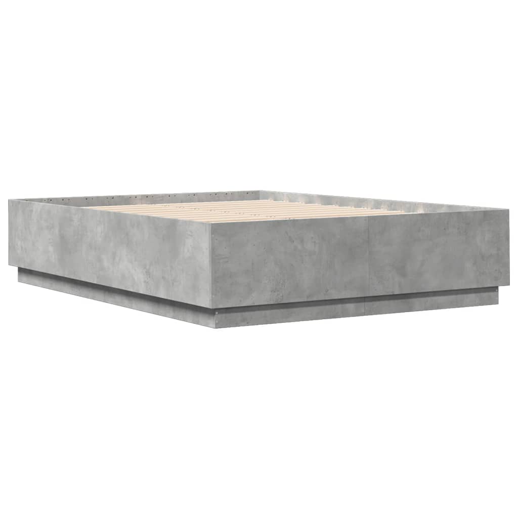 Giroletto Luci LED Grigio Cemento 160x200 cm Legno Multistrato - homemem39