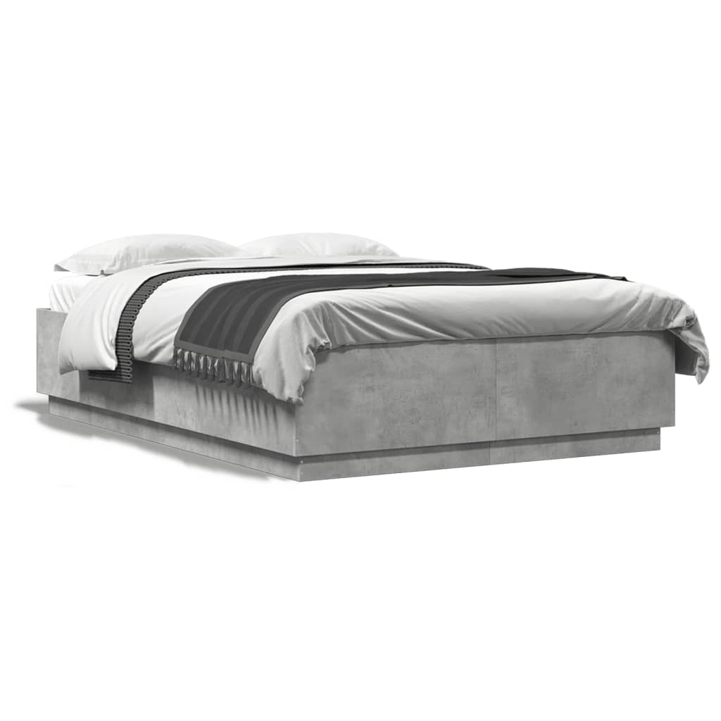 Giroletto Luci LED Grigio Cemento 160x200 cm Legno Multistrato - homemem39