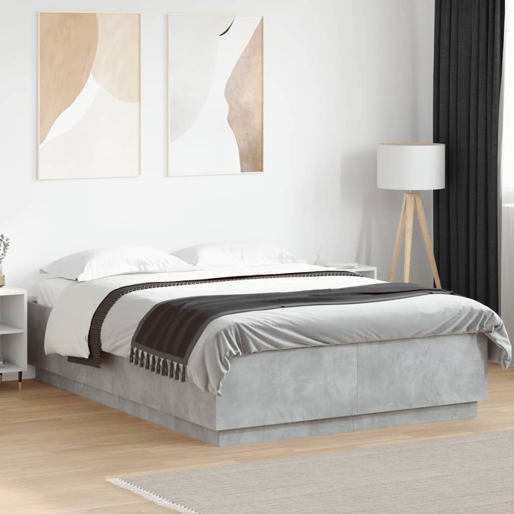 Giroletto Luci LED Grigio Cemento 160x200 cm Legno Multistrato - homemem39