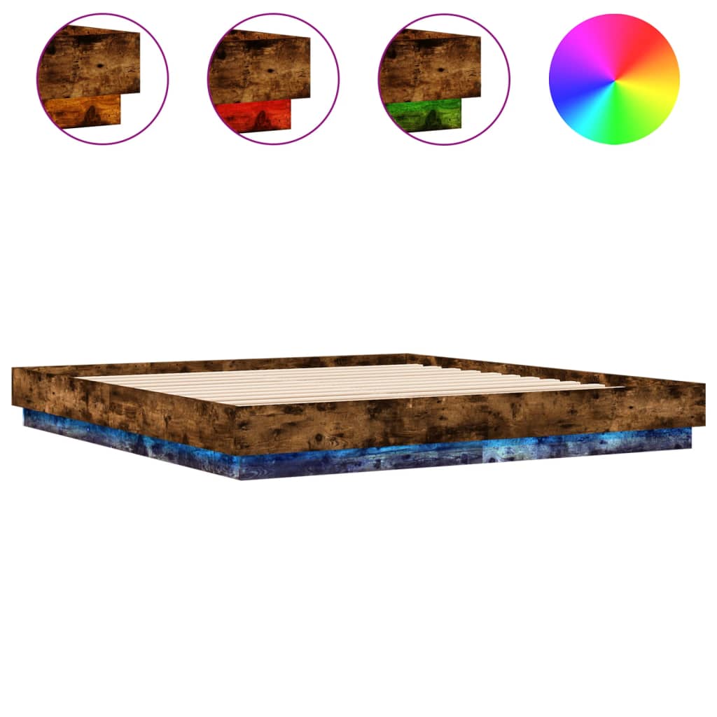 Giroletto con Luci LED Rovere Fumo 200x200 cm