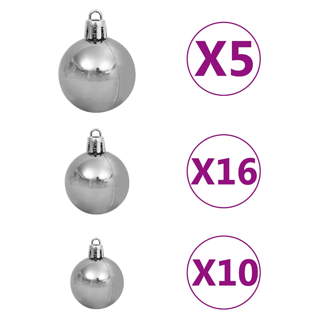 Albero Natale Incernierato con 300 LED e Palline 210 cm | homemem39