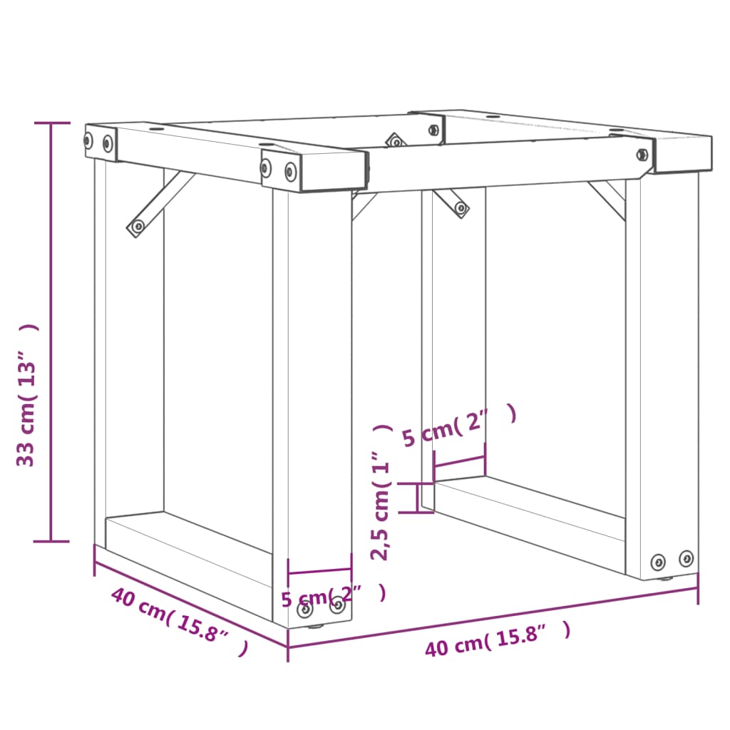 Telaio Gambe a O per Tavolino da Salotto 40x40x33 cm in Acciaio