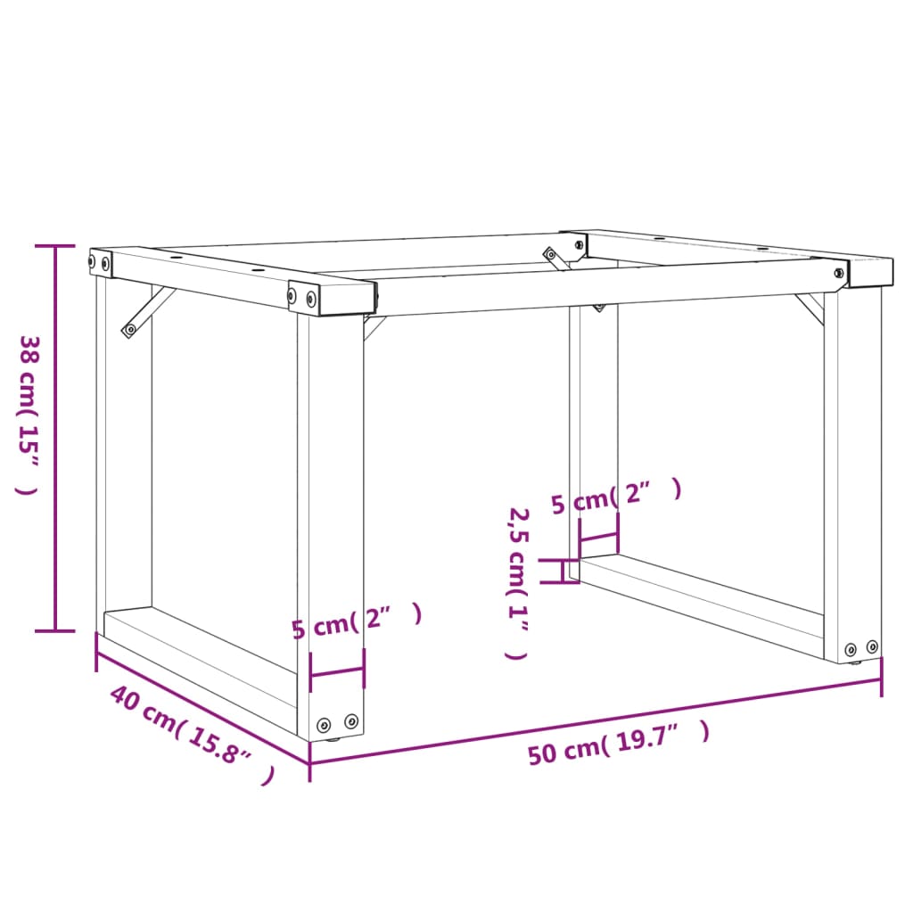 Telaio Gambe a O per Tavolino da Salotto 50x40x38 cm in Acciaio