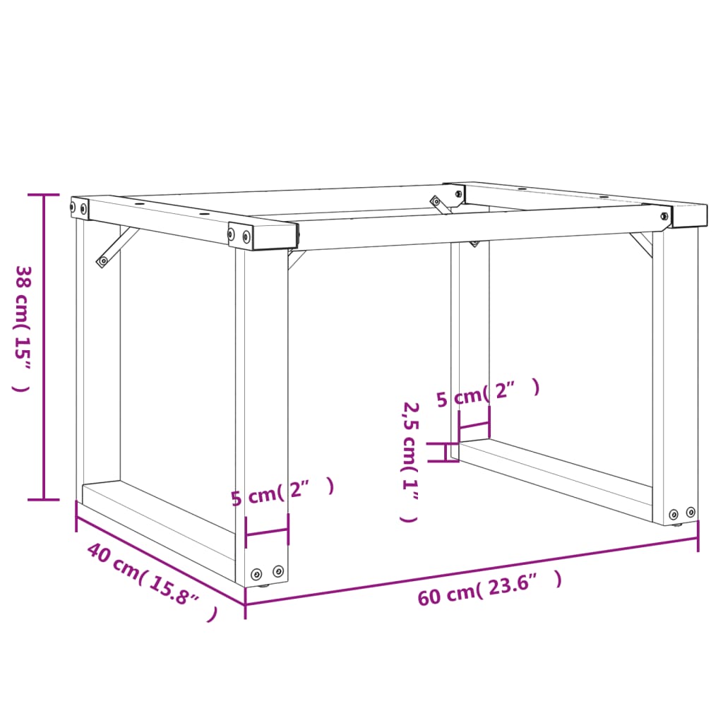 Telaio Gambe a O per Tavolino da Salotto 60x40x38 cm in Acciaio