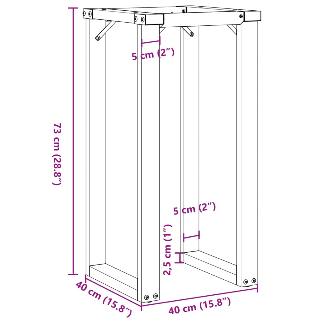 Telaio Gambe a O per Tavolo da Pranzo 40x40x73 cm in Acciaio