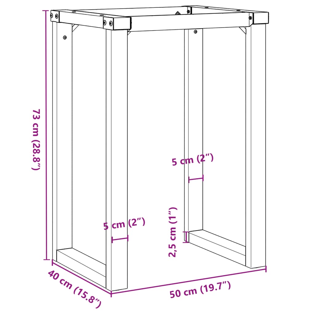 Telaio Gambe a O per Tavolo da Pranzo 50x40x73 cm in Acciaio