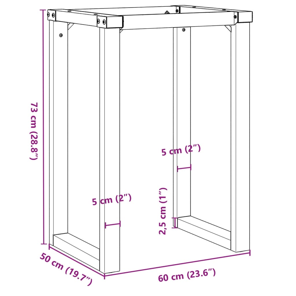 Telaio Gambe a O per Tavolo da Pranzo 60x50x73 cm in Acciaio