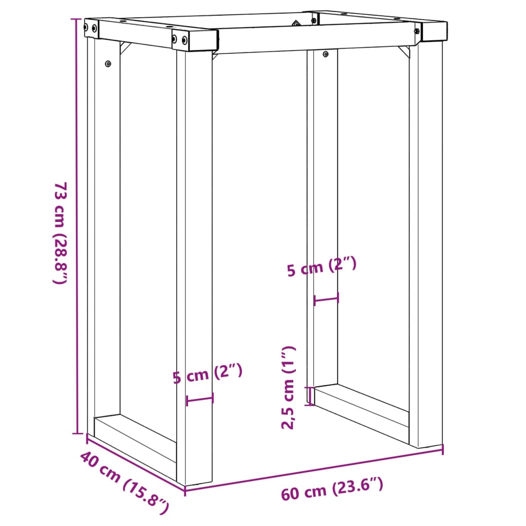 Telaio Gambe a O per Tavolo da Pranzo 60x40x73 cm in Acciaio