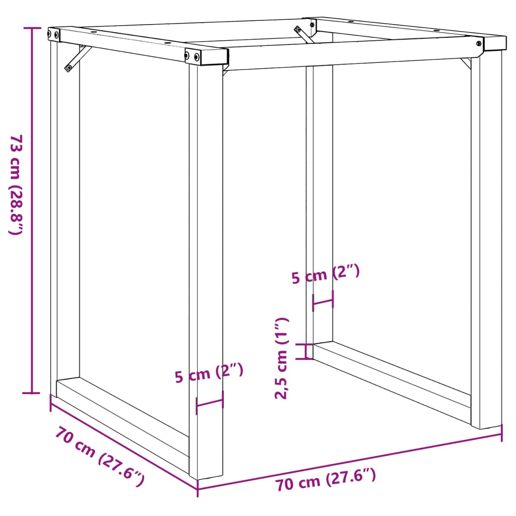 Telaio Gambe a O per Tavolo da Pranzo 70x70x73 cm in Acciaio