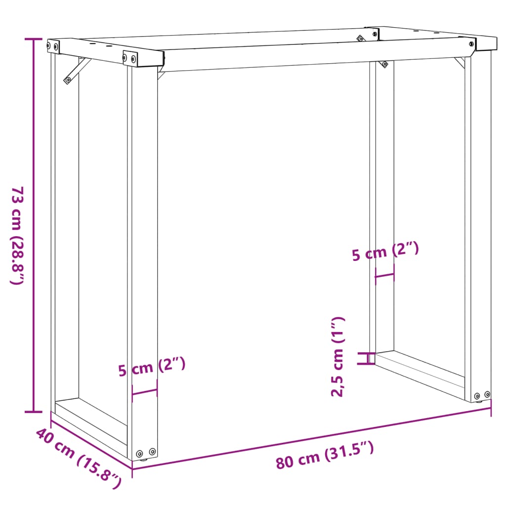 Telaio Gambe a O per Tavolo da Pranzo 80x40x73 cm in Acciaio | homemem39